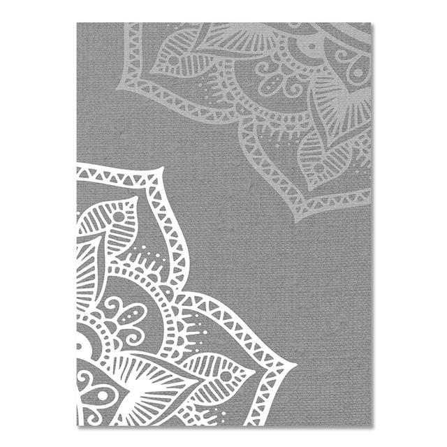 Bohemia Mandala Floral Grey Posters Canvas Painting Islamic Wall Art Print Pictures for Interior Yoga Living Room Decoration