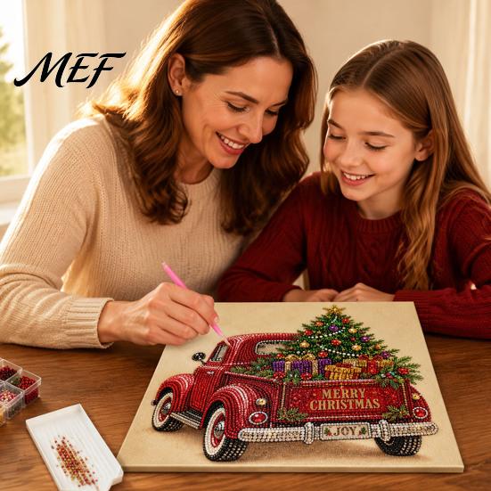 Relaxing Hobby for Adults Xmas Faux Pearl Painting Kit, Christmas 3D Art DIY Creative Winter Activities Holiday Craft Project Adults,