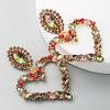 Shiny Crystal Rhinestone Heart Pendant Dangle Earrings for Women Statement Jewelry Accessories