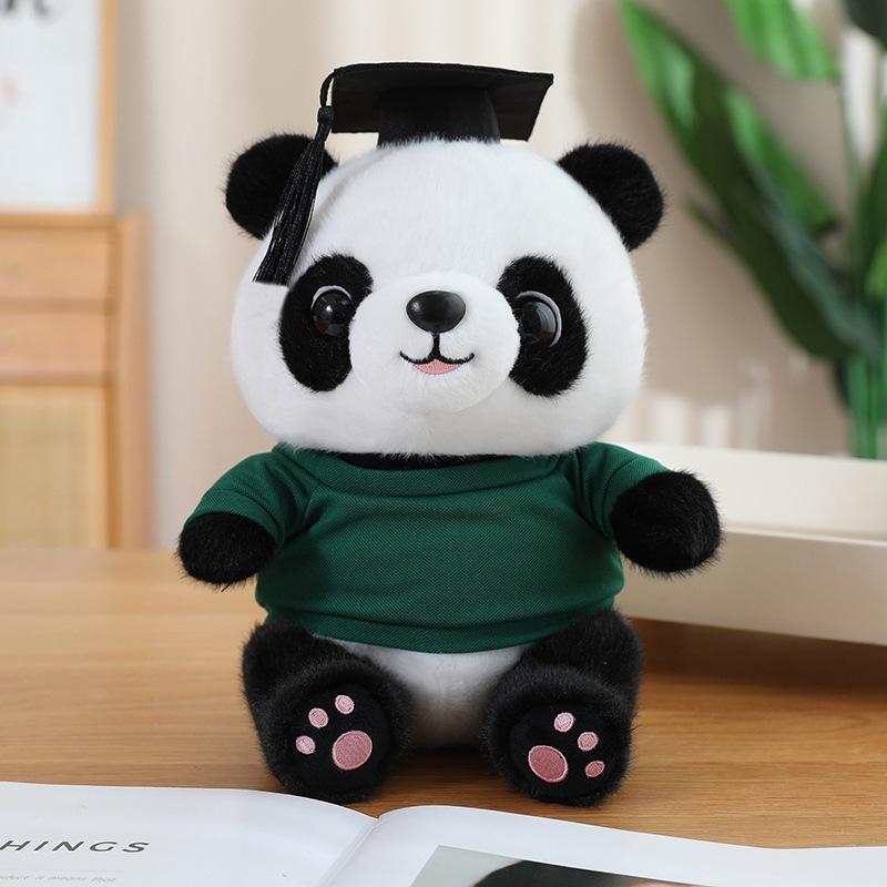 Cute Doctor Black and White Panda Doll Plush Toy Bachelor Panda Doll Student Graduation Season Memorial Ragdoll
