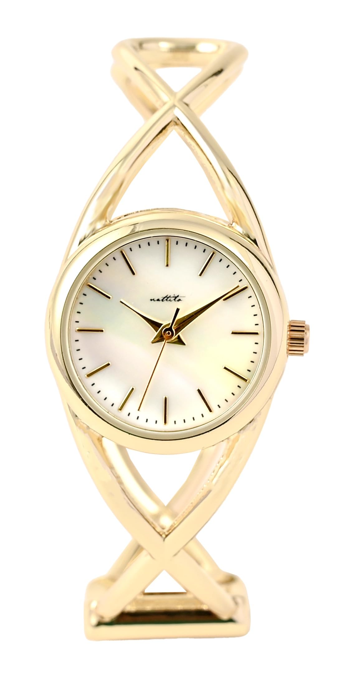 

Fieldwork Pilar GY086-2 GD Women s Bangle Watch with One-Touch Detachable Bracelet, Shell Dial, and Metal Bangle, Gold