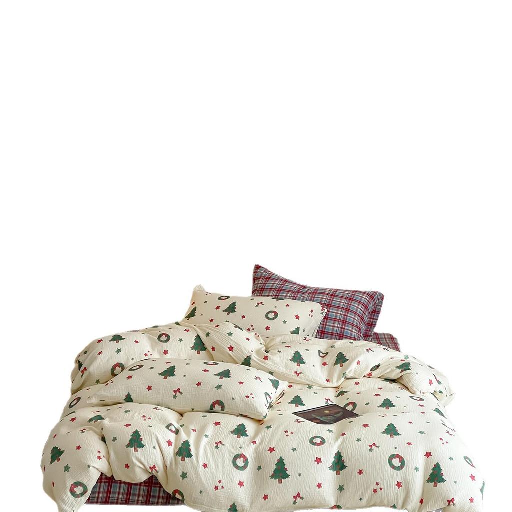 Spring/Summer Soft & Skin-friendly Pure Cotton Gauze 4-Piece Bedding Set: Class A Mother & Baby Grade