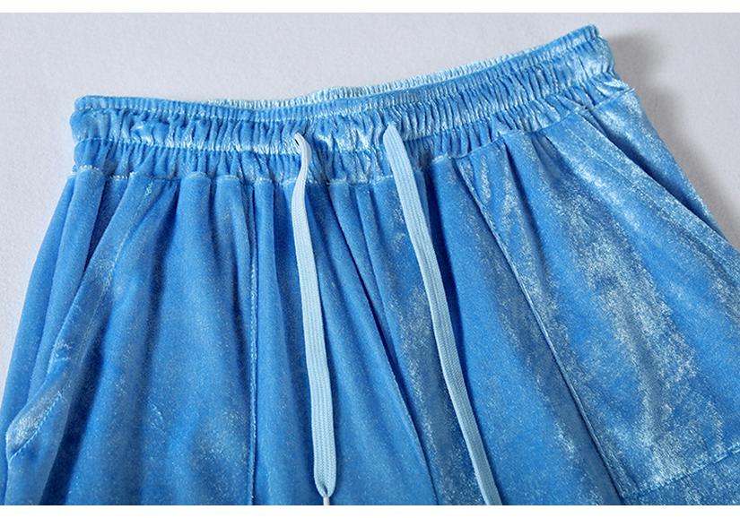 Damen 2025 Einfarbiger Samt-Kapuzenpullover und Weitbeinige Hosen Set