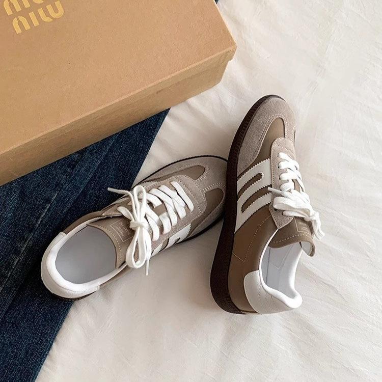 Academy of Fine Arts newborn retro American soft leather color matching sports shoes 2025 new spring casual board shoes women's German training shoes