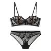 Conjunto de Sujetador Sexy para Mujer Francés, Conjunto de Lencería de Encaje Suave con Aro y Copas de Oreja de Conejo, Conjunto de Sujetador Reductor para Pecho Grande