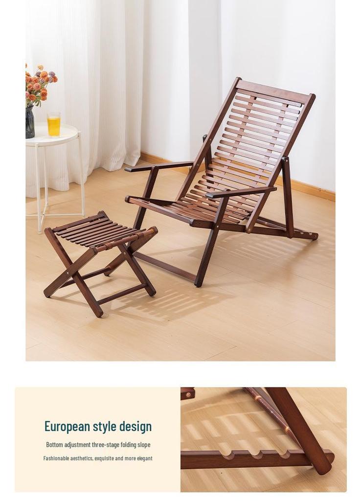 Premium Widened Bamboo Folding Lounge Chair for Home & Outdoor Use - Reinforced & Cool for Summer Relaxation