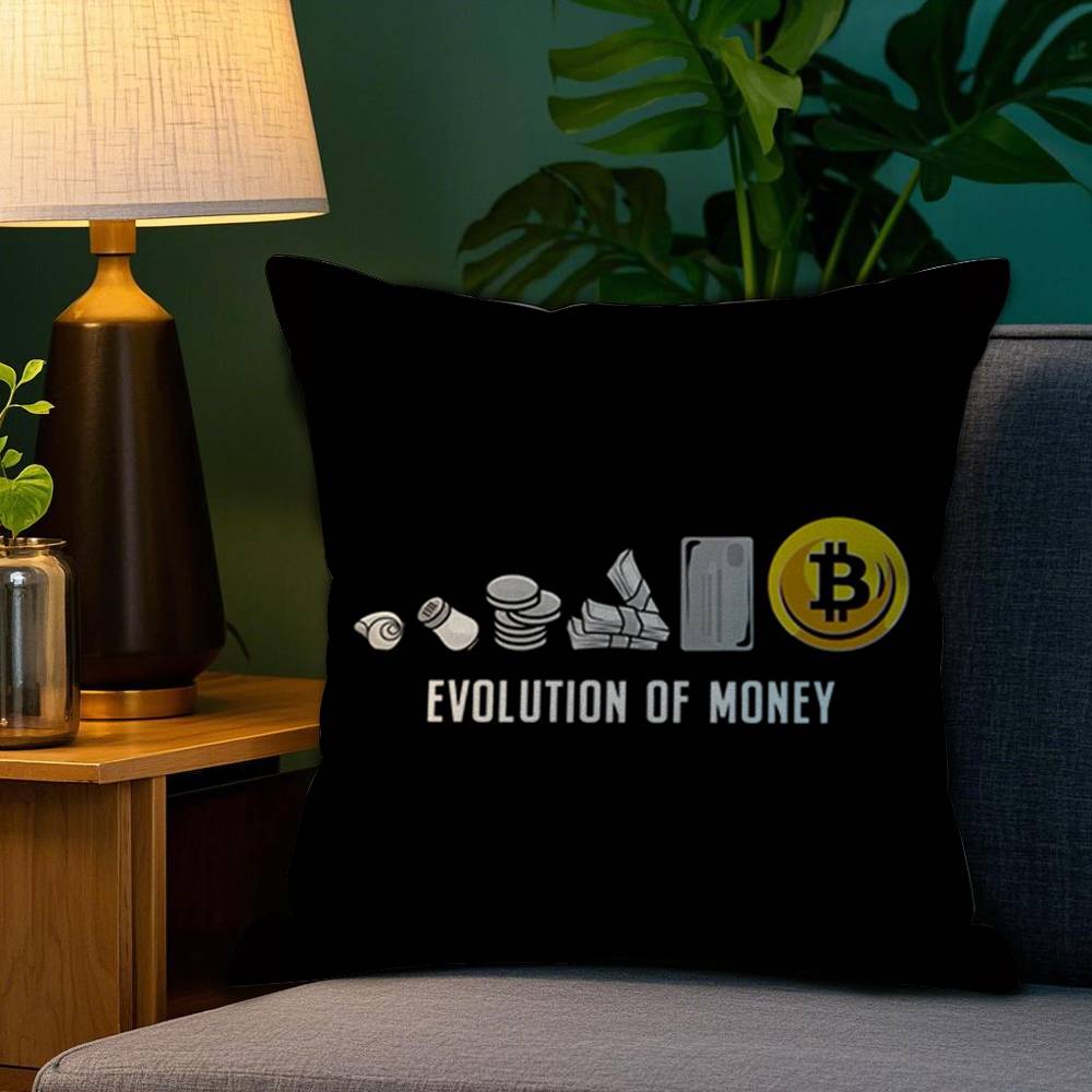 Bitcoin Cryptocurrency Btc Pillow Case Plush Fabric Soft Double Sided Print Home Sofa High Quality Cushion Cover Throw
