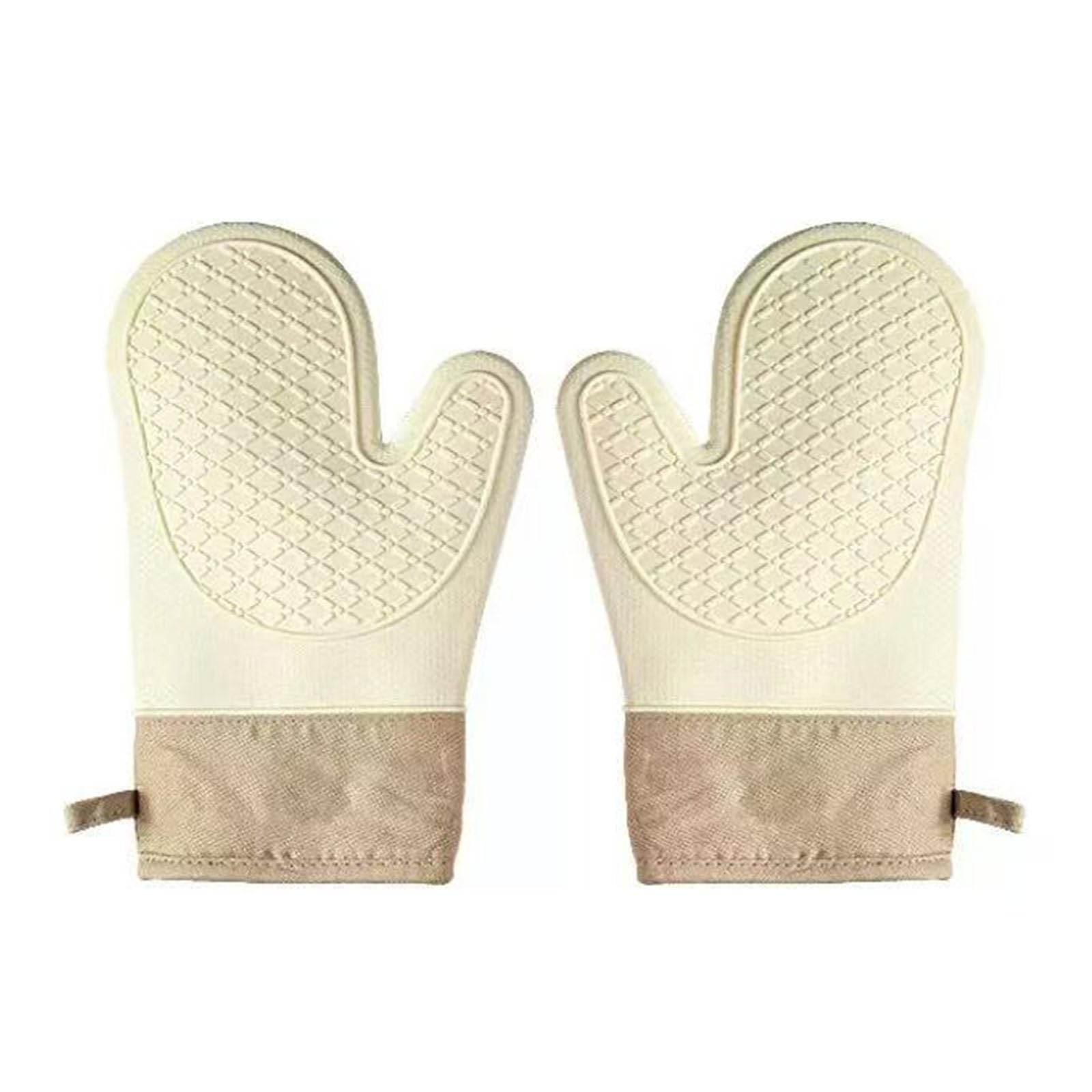 

Set of 2 Pot Holders and Oven Heat Hanging Convenient for Oven Hot Home Oven Grilling by Frenflu Heat-Resistant Mitts, 300°C Resistant, Anti-Scald, бежевый