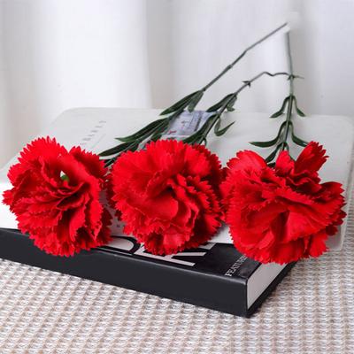 Yousheng 1/10Pcs Artificial Red Carnation Realistic Fake Silk Flower Wedding Indoor Office Table Centerpiece Faux Flower Decoration Mother's Day Gift