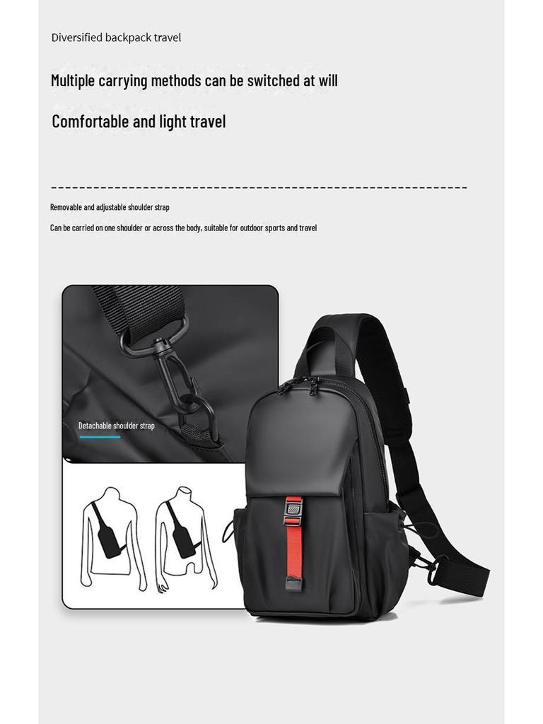 Trendy Waterproof Men's Chest Bag for Commuting and Leisure Travel - Fashionable Unisex Shoulder Messenger Bag
