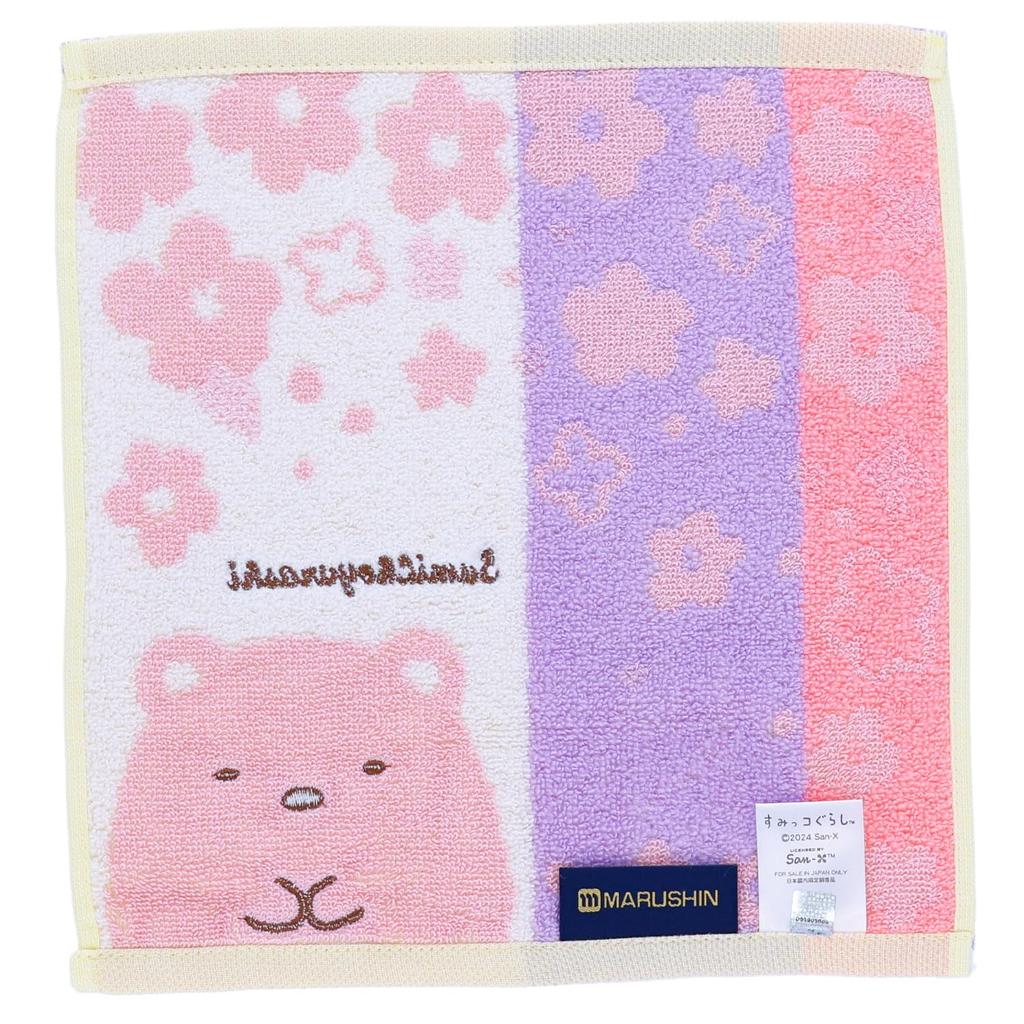 Marushin Mini Polar Flower and Polar Bear Antibacterial and Perfect 6575031400 Towel, Sumikkogurashi, Bear, Design, 100% Cotton, Deodorizing, Gift,