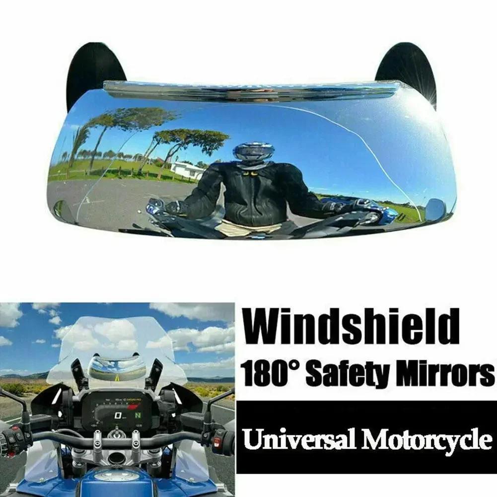 180° NO Blind Spot Motorcycle Windshield Wide Angle Mirror Parabolic Mirror HD Rearview Mirror Stickable Tools Part Clear Amagi