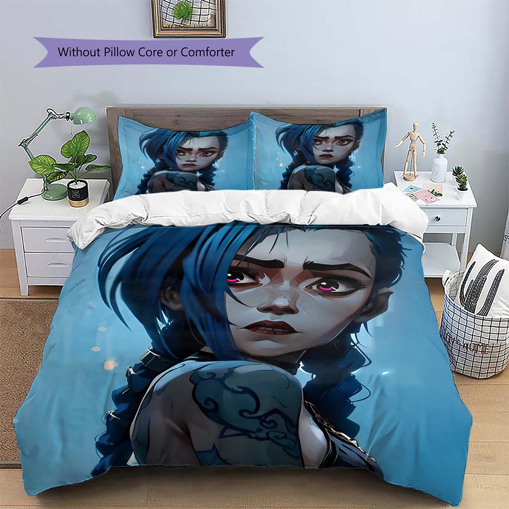 Set Copripiumino Trapuntato con Motivo Anime Federe Decorazione Casa Regalo di Compleanno (1 * copripiumino + 2 * federa, senza nucleo)
