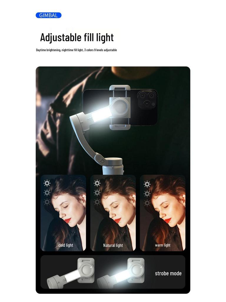 Best-Selling M01 Handheld Gimbal: Three-Axis Stabilizer with Intelligent Anti-Shake and Face Tracking for Live Streaming and Photography.