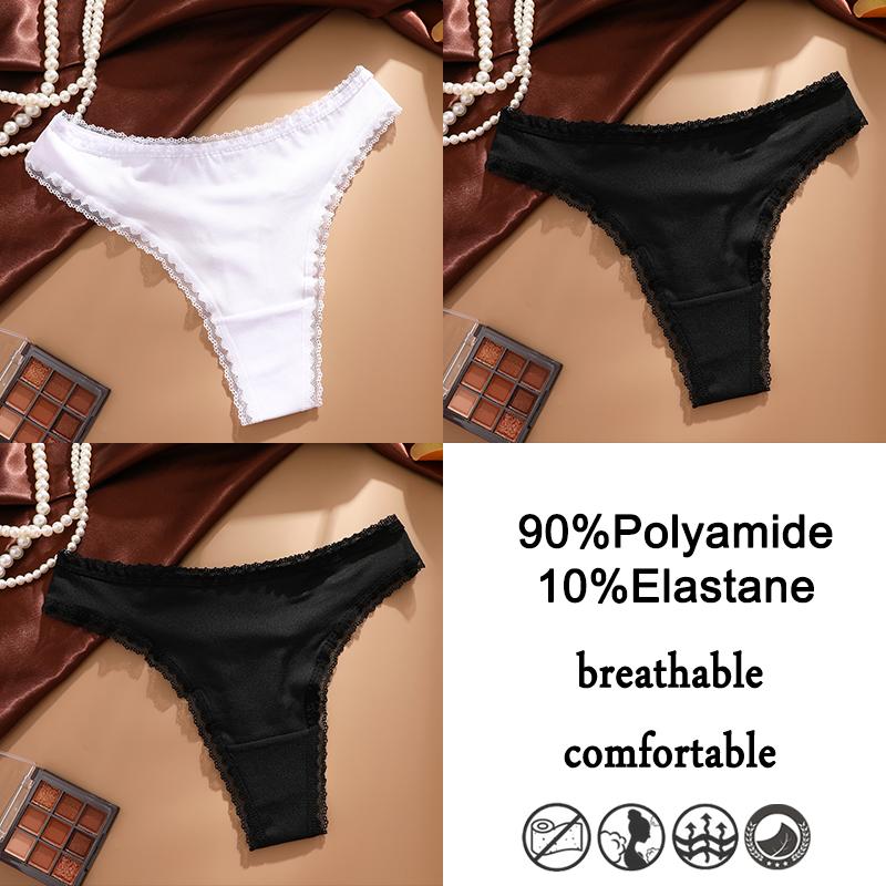 FINETOO 3Pcs Lace Panties Sexy G-String Women's Underwear T-Back Lingerie for Female Panties Underpants Briefs Thong Intimates