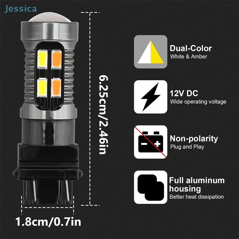 Led Light Dual Color Bulb T25 3157 P27-7W 5630 20Smd Canbus Car Brake Reverse Lamp Turn Signal White Amber