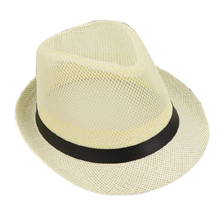 British Style Trilby Hat Straw Weaving Fedoras Hat for Gentlemen Camping Travel