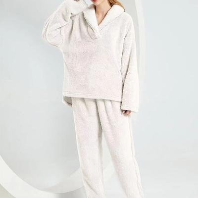 New Winter Flannel Thermal Thickened Coral Velvet Women's Pajamas Set Pajamas Two-piece Set for Women