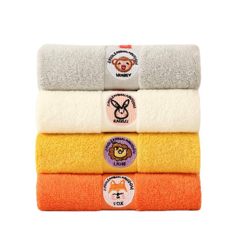 25x50cm Cartoon Animal Embroidery Bathroom Hanging Children Towel Cotton Face Wash Soft Water Absorbent