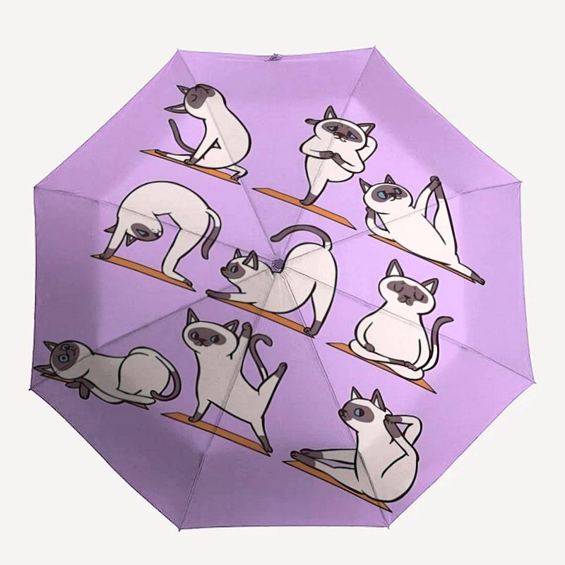 

1pc Yoga Cats Automatic Folding Umbrella, 8-Rib Durable Iron Frame, Compact Travel Umbrella for Women & Men104