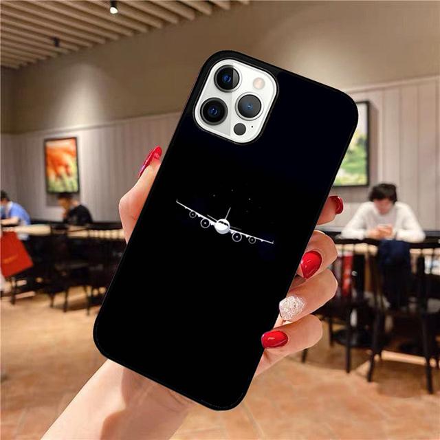Aircraft Plane Airplane Black Phone Case Back Cover for iPhone 17 Air 16 15 14 13 11 12 Pro Max Plus Shell Coque