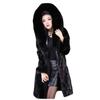 autumn and winter new imitation mink coat, black women's long imitation fox hair hooded casual warm coat