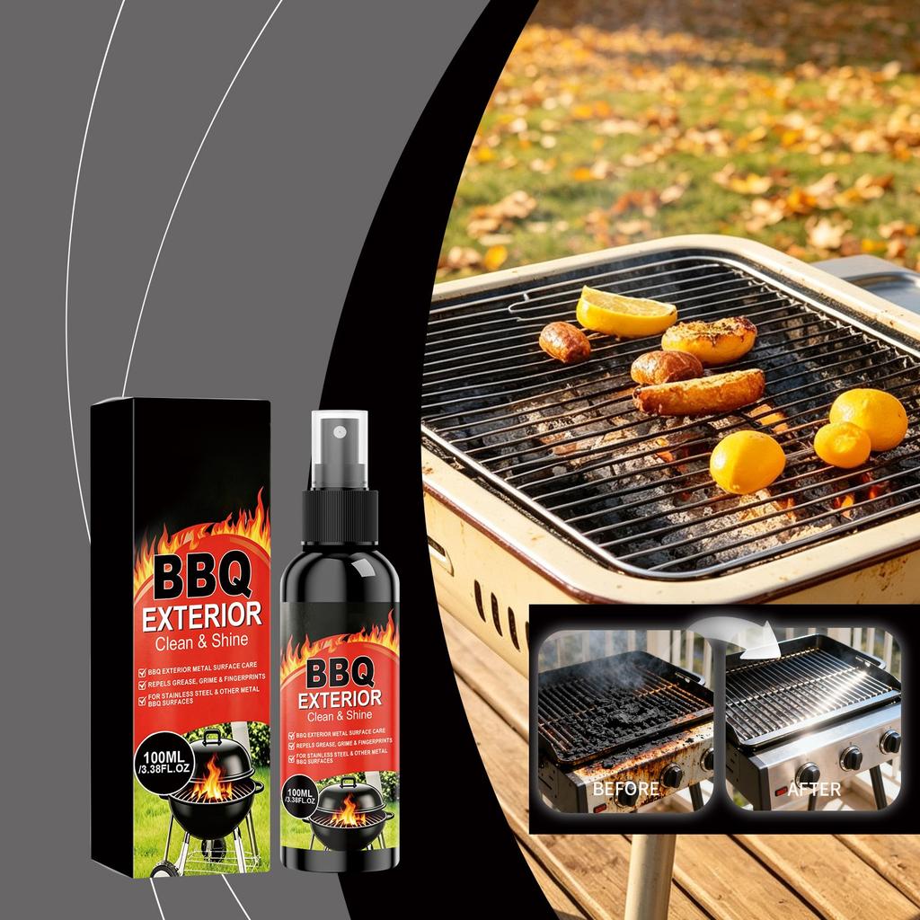BBQ Buiten Reinigings- en Glansspray voor Barbecue Roosters Verwijdert Vet Vuil Vingerafdrukken Geschikt voor Roestvrij Staal en Metalen Oppervlakken 100ml
