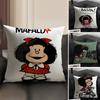 Cute MMafaldas Cushion Cover Natural Linen Organic Fabric DoubleSided Printing Home Decor Breathable Environmentally Friendly