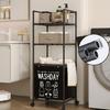 Space Saving Laundry Basket with 2 Shelves Sturdy Oxford Fabric Removable Liner Collapsibles Clothes Organizers