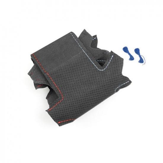 Suede Red-Blue Line Steering Wheel Cover For BMW X5 E70 2006 2007 2008 2009-2013