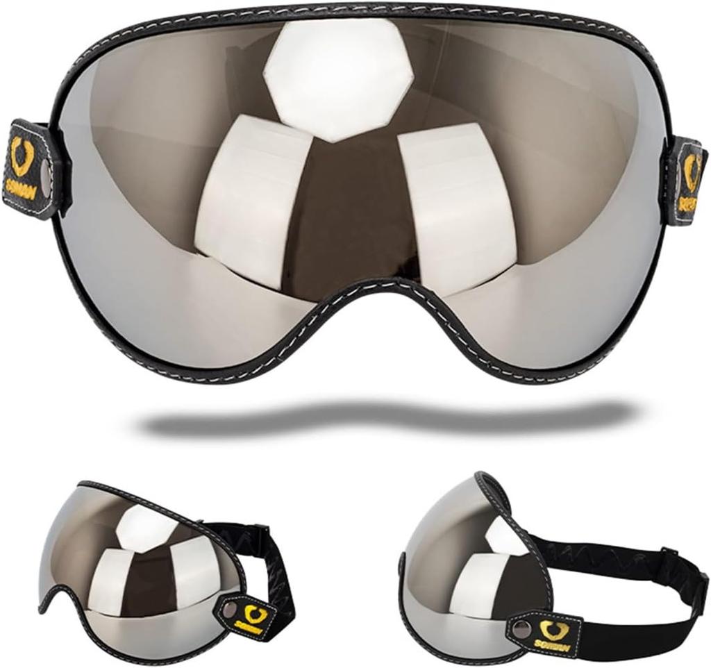 [Giawkca] Retro Motorcycle Helmet Shield Bubble Visor, PC Goggles Lens Replacement 3/4 Open Face