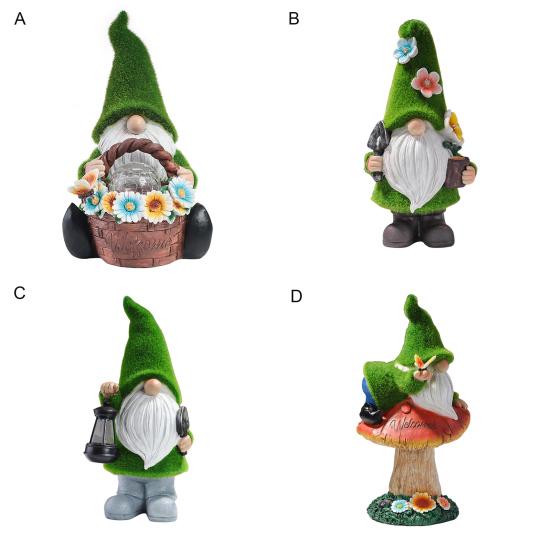 Gnome Night Solar Light Flower Decor Warm Light Dimming Built-in Photoreceptor System Automatic Garden Decoration Clear Texture Low Energy