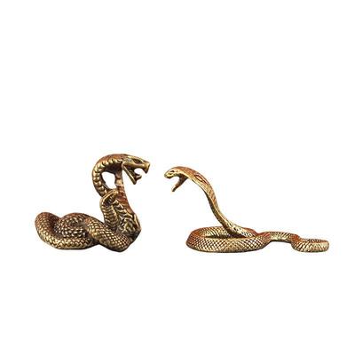 Antike Vollmessing Kobra Tee Haustier Tierkreis Schlange Schreibtisch Ornament