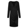 Women's V Neck And Winter Pleated Buttock Long Sleeve Dress