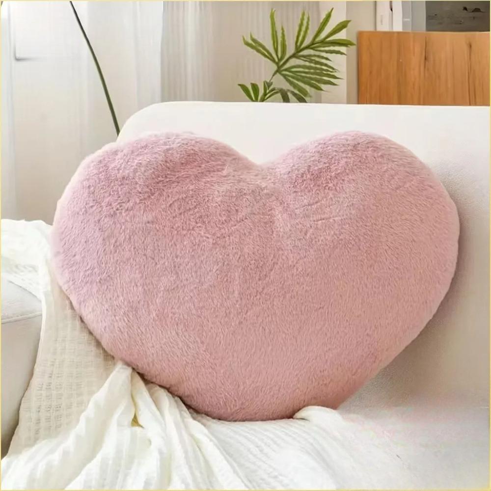 Valentines Day Gift Heart Pillow Cute Fuzzy Throw Pillow for Home Decor Photo Shoot Prop Romantic Decorations Cushion
