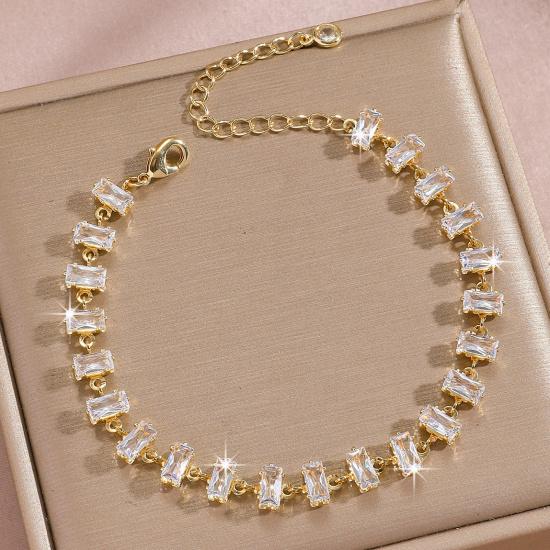 Luxury Gold-Plated Copper Zircon Leaf Bracelet, High Quality Jewelry
