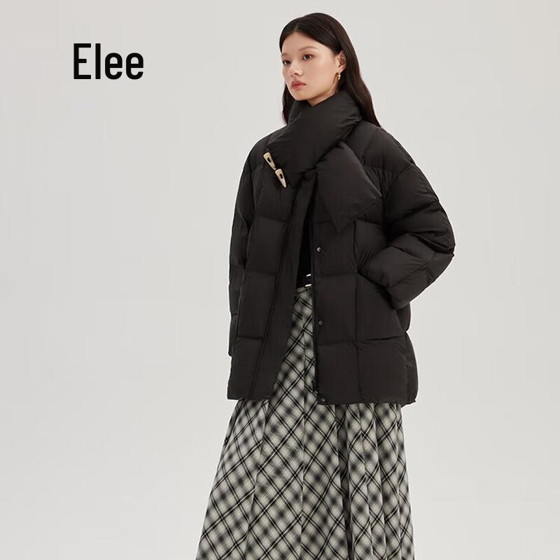 Women's Mid-Length Down Jacket with Scarf Collar and Toggle Buttons