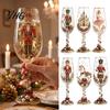 Creative Christmas Table Ornament Nutcracker Champagne Glass, 350ml Hand Painted Holiday Wine High Borosilicate Glassware Decorative Drinkware