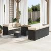 vidaXL 10-piece Garden Sofa Set with Cushions Black Poly Rattan Acacia, vidaXL Garden Dining Set 3361445