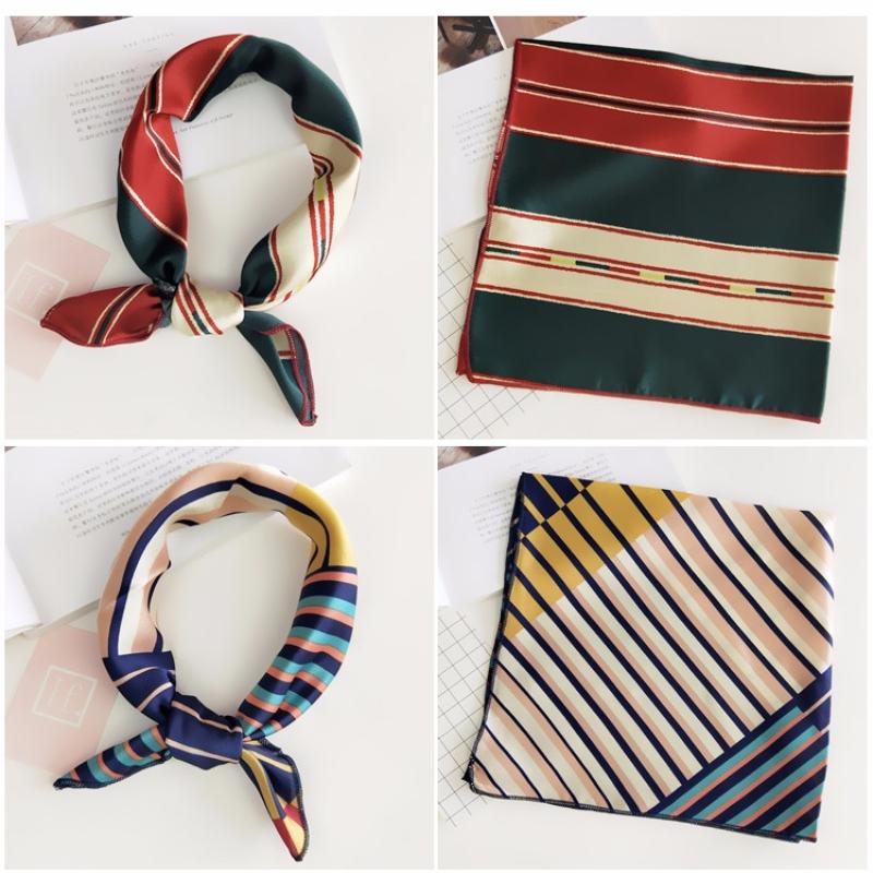 Luxury Square Scarf For Women Silk Feeling Shawl Satin Hijab Fashion Wraps Hair Bands Ribbon Headband Bag Accessories Headscarf