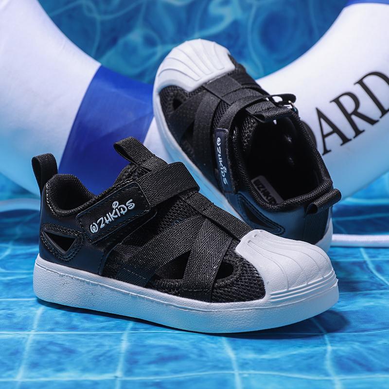 Детская летняя модная однотонная дышащая повседневная обувь на липучках для отдыха — фото 6