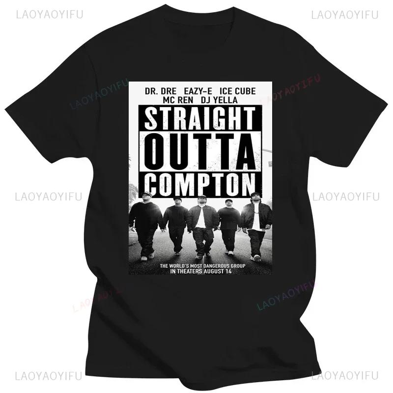 Straight Outta COMPTON Mens Fashion Cotton T-Shirt Black Classic Movie Poster Graphic Tshirt Streetwear Summer Men Clothing Gift