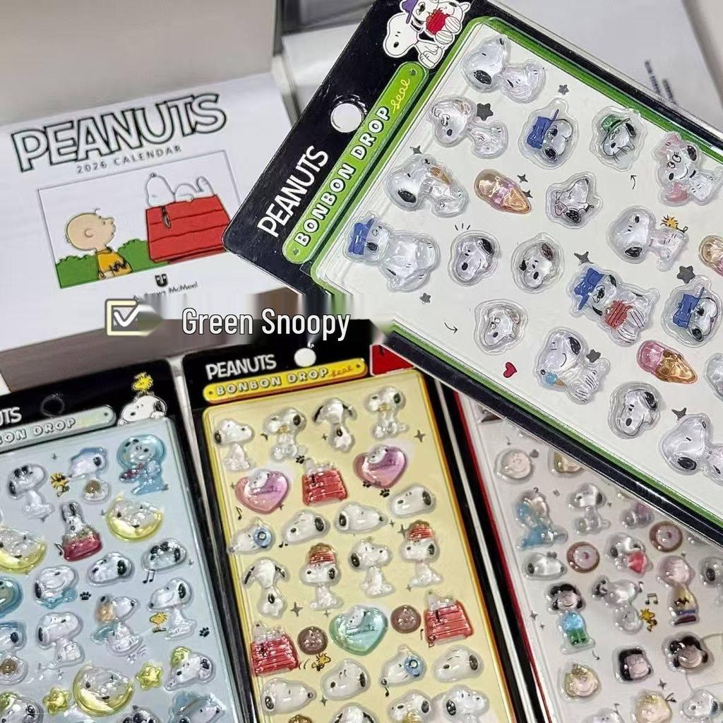 Snoopy 3D Crystal Embossed Stickers for Mobile Phones - Fun Decorative Bubble Stickers for Women