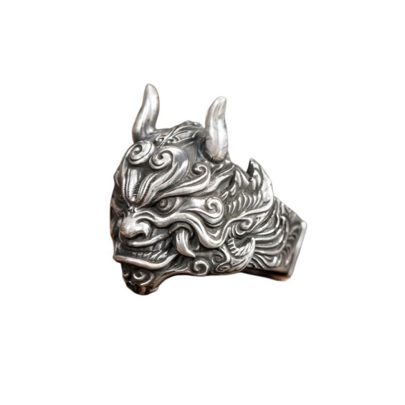 Stylish Zodiac Dragon Head Ring: Retro-Inspired, Personalized Open Index Finger Jewelry