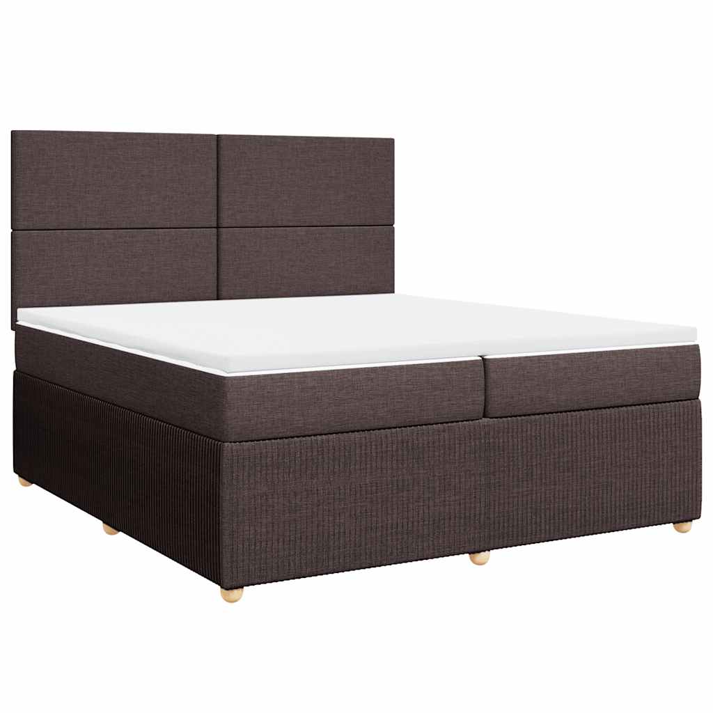 Box Spring Bed with Mattress Dark Brown 200 X 200 Cm Fabric