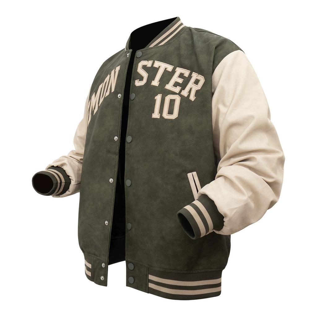 Men's Vintage Leather Jacket Autumn/Winter Tie-Dyed Leather Jacket Embroidered Baseball Jacket Bomber Bomber Jacket Cross-Border
