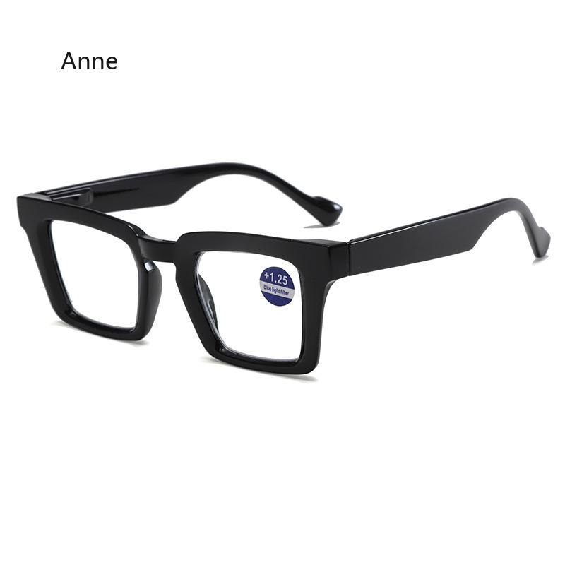 New Fashionable Large Frame Reading Glasses with Spring Legs Multi-colour Anti-blue Light Presbyopia Glasses for Men and Women