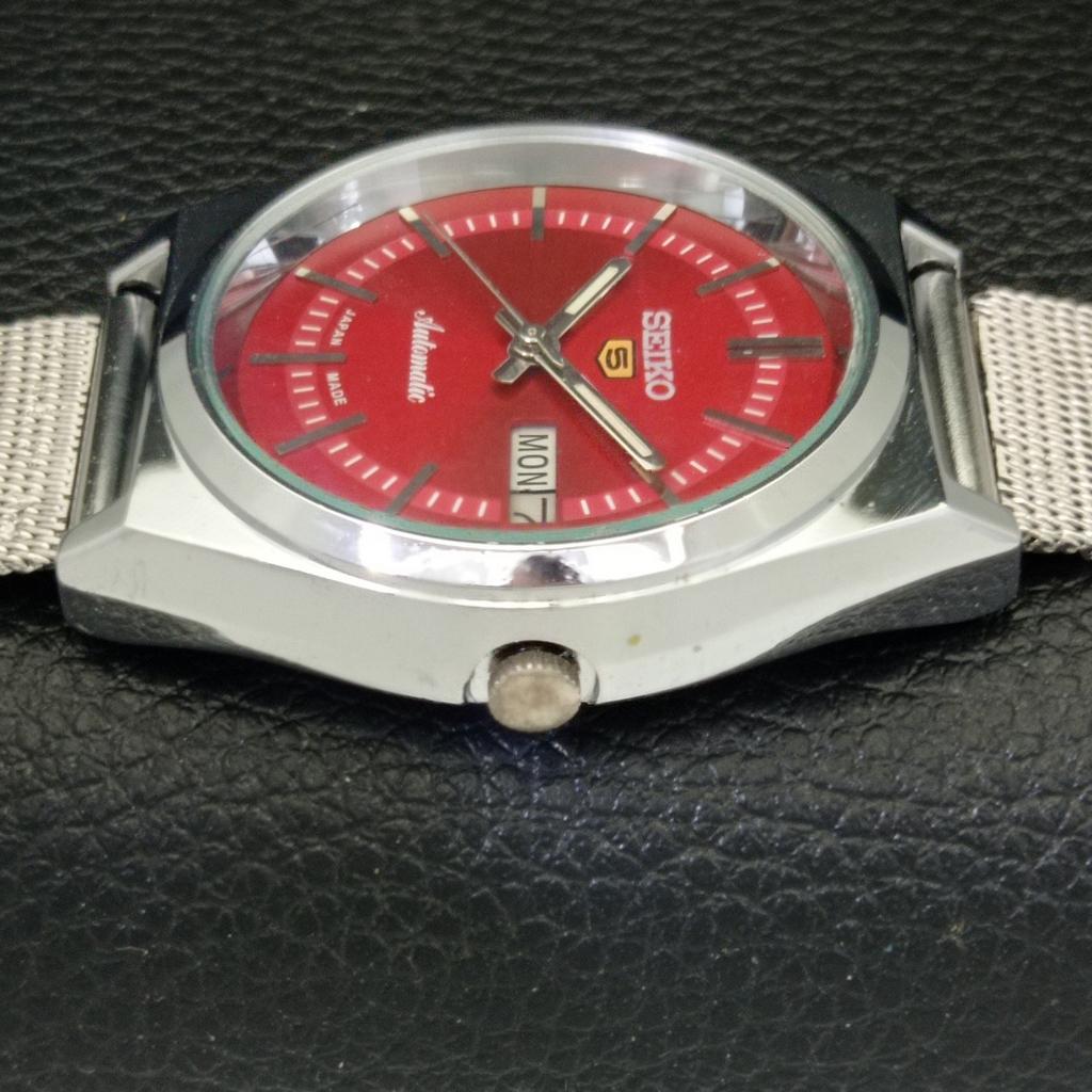 REFURBISHED VINTAGE SEIKO 5 AUTOMATIC 6309A JAPAN MENS RED DIAL WATCH a434688-2