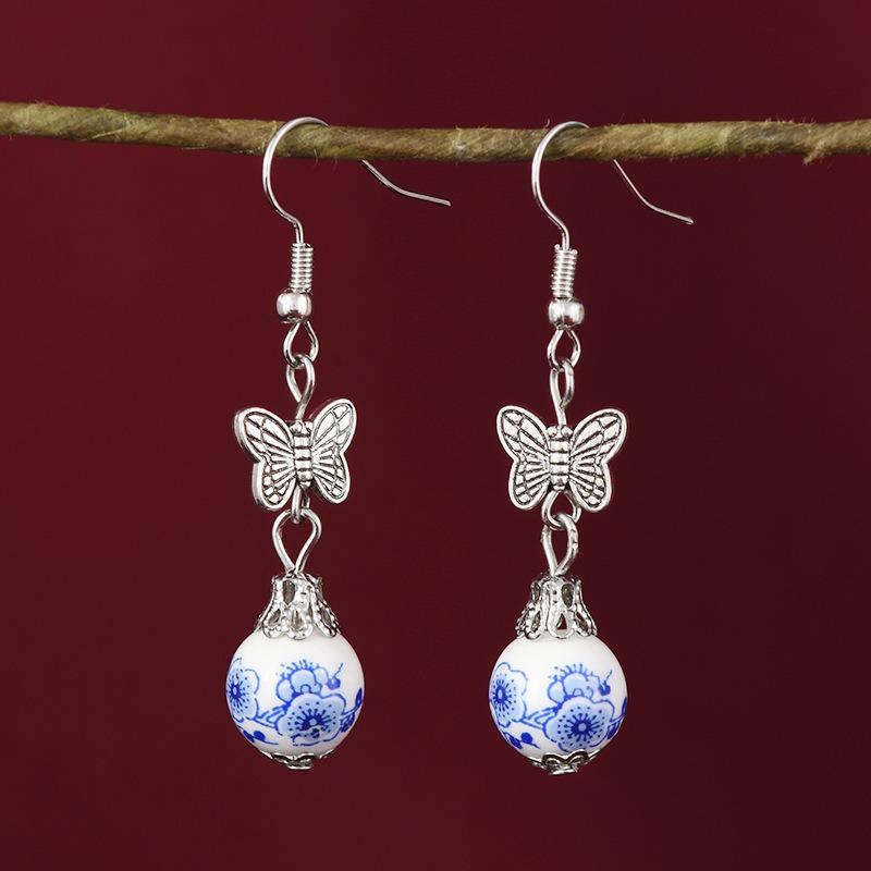 

Синяя и белая керамическая бахрома заколка для волос нишевый дизайн ступенчатая заколка для волос женские литературные и антикварные серьги