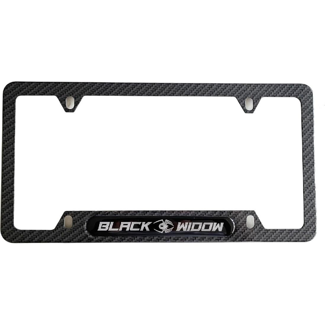 Carbon Fiber Black Spider Widow License Plate Frame Cover Holder Truck Car Accessories Stainless Steel 1PC, CPK22PW